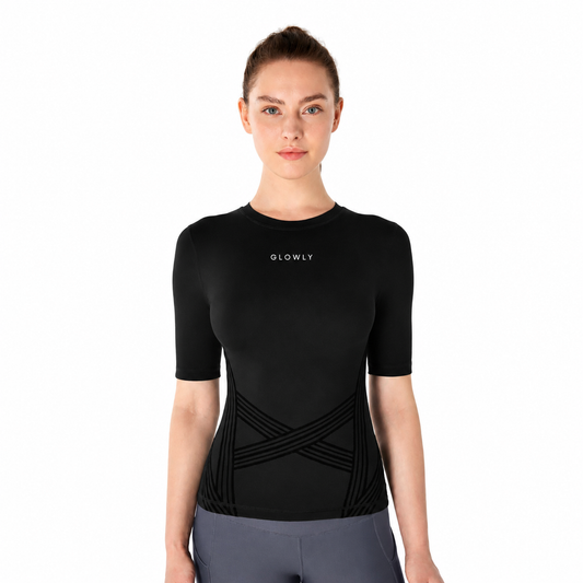 Tee-shirt 3D anti-cellulite Glowly, manches courtes, effet lissant sur les bras