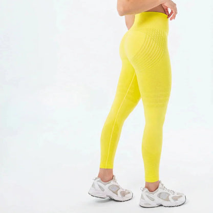 Legging Glowly jaune – vue de profil, compression douce lipœdème