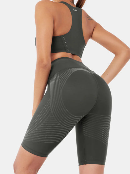 Shorty legging Glowly kaki – vue arrière portée, compression douce